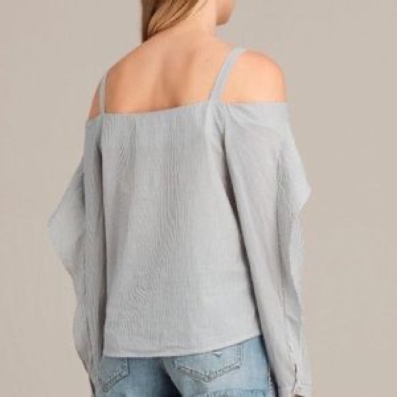 All Saints Khan Stripe Off Shoulder Cotton Blouse - Picture 2 of 6